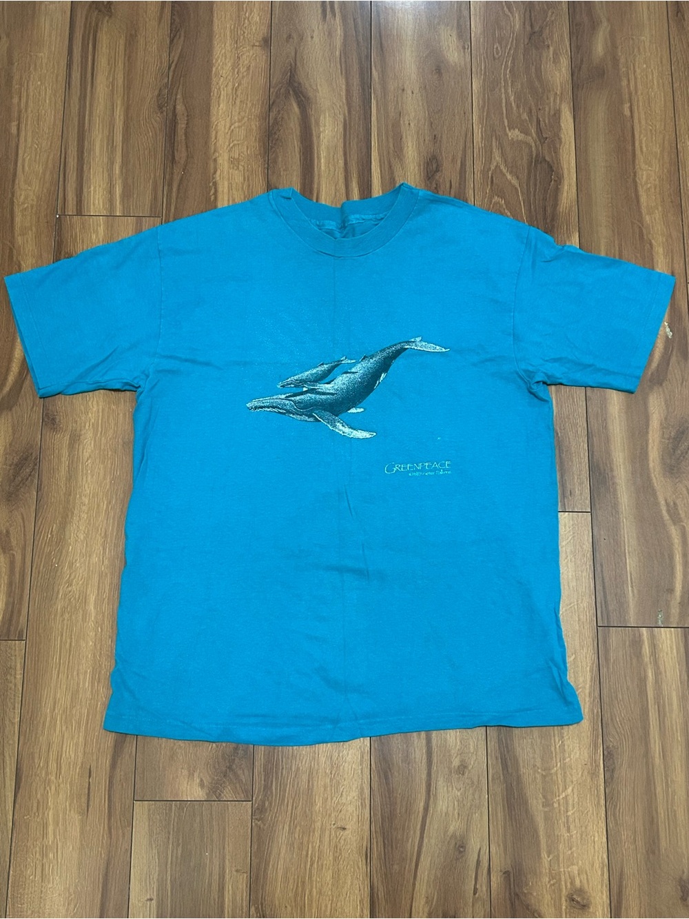 Vtg Greenpeace Humpback Whales T-Shirt L 1985 Pieter Folkens Animal Nature Tee